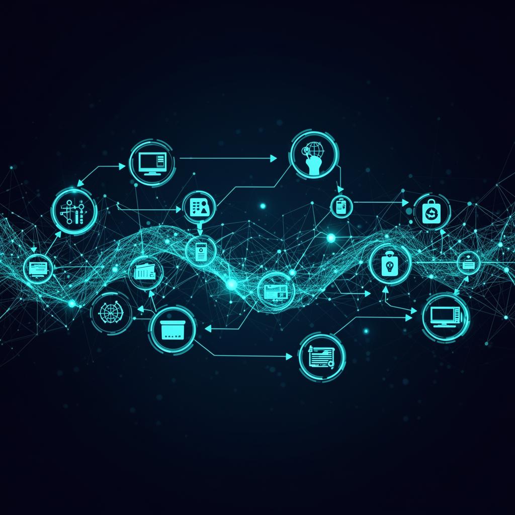 AI automation workflow visualization showing connected processes